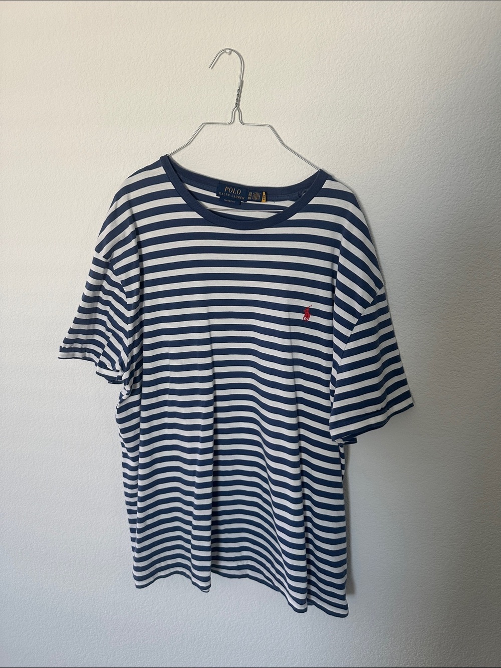 Polo by Ralph Lauren Navy & White Striped Tee with Red Pony Good condition